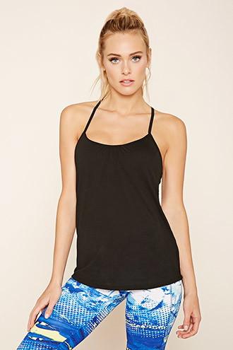 Forever21 Women's  Black Active Cutout-back Tank