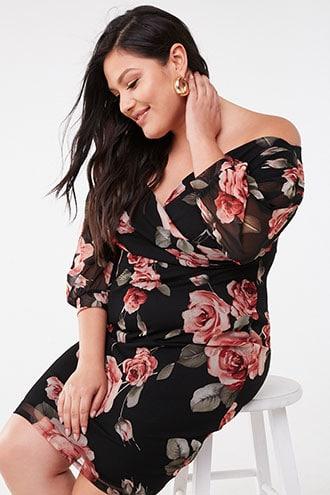 Forever21 Plus Size Floral Mesh Mini Dress