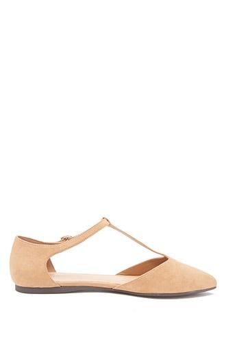 Forever21 Women's  Faux Suede T-strap Flats