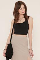 Forever21 Women's  Black Cotton-blend Crop Top
