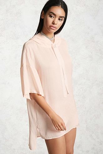 Forever21 Satin Combo Hooded Tunic