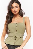 Forever21 Belted Button-front Top