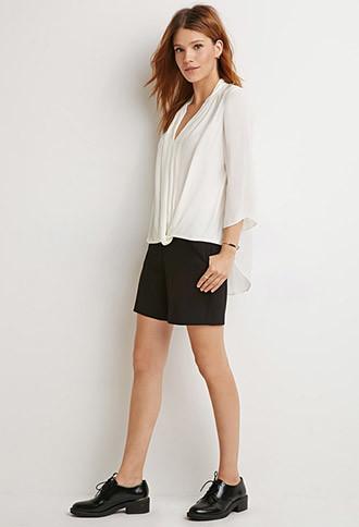 Love21 Women's  Twist-front Crepe Top