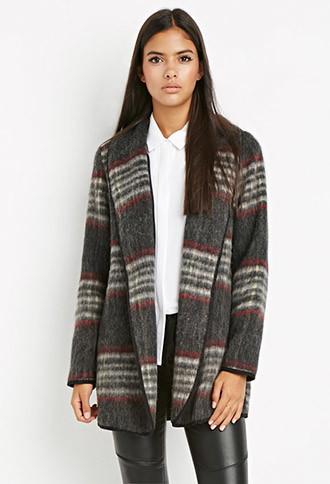 Love21 Plaid Open-front Coat