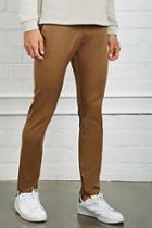21 Men Men's  Camel Slim Fit Cotton-blend Pants