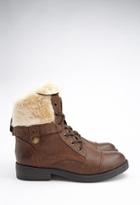Forever21 Women's  Faux Fur-lined Combat Boots (brown)