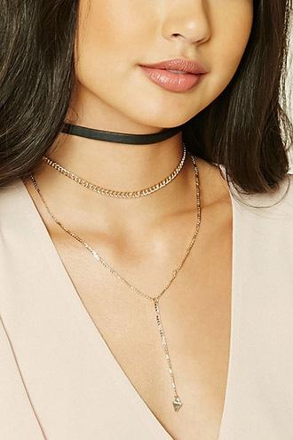 Forever21 Triangle Charm Choker Set