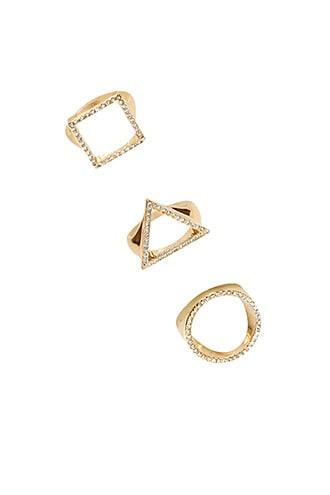 Forever21 Pave Geo Cutout Ring Set