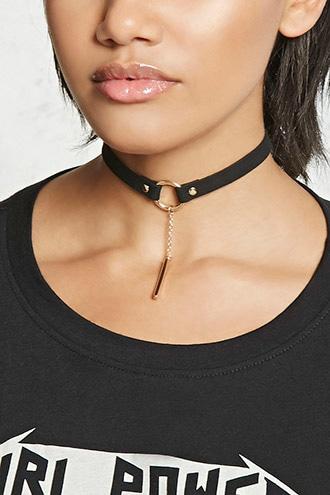 Forever21 Faux Suede Drop Chain Choker