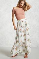 Forever21 Floral Ruffle Hem Maxi Skirt