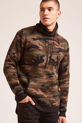 Forever21 Camo Cowl Neck Pullover
