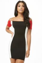 Forever21 Colorblock Off-the-shoulder Mini Dress