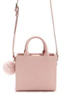 Forever21 Pom Pom Accent Faux Leather Satchel