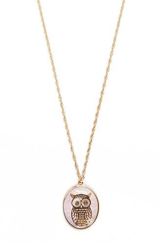 Forever21 Owl Faux Stone Pendant Necklace