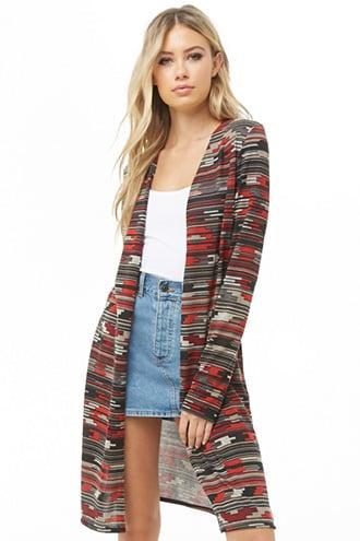Forever21 Broken Stripe Longline Cardigan