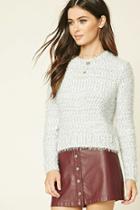 Forever21 Women's  Grey & White Fuzzy Knit Sweater