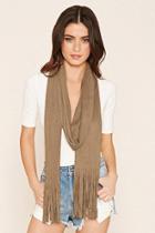 Forever21 Camel Faux Suede Fringed Scarf