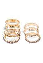 Forever21 Rhinestoned Ring Set (gold/clear)