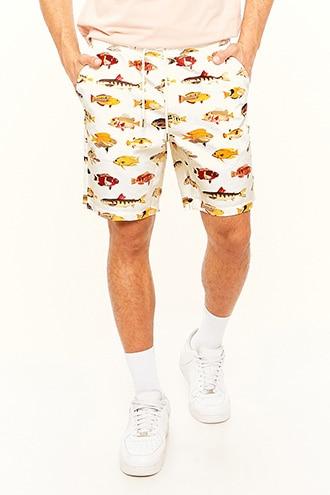 Forever21 Fish Print Drawstring Shorts