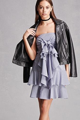 Forever21 Gingham Strapless Tiered Dress