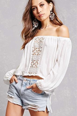 Forever21 Lush Crochet Panel Crop Top