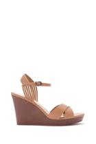 Forever21 Women's  Nude Strappy Faux Leather Wedges