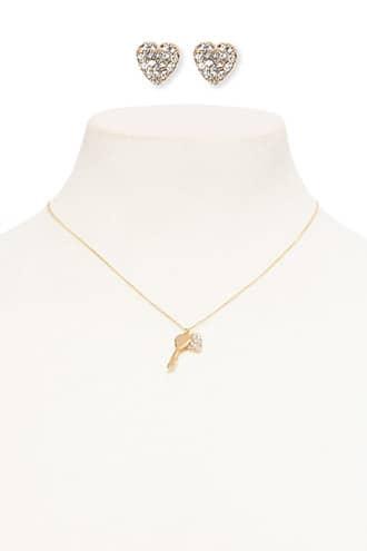 Forever21 Heart Necklace & Stud Earring Set
