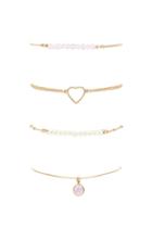 Forever21 Gold & Pink Faux Stone Bracelet Set
