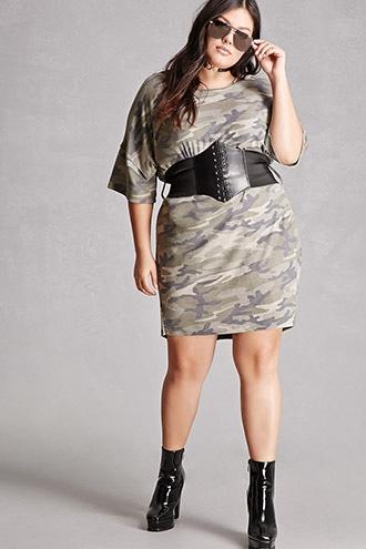 Forever21 Plus Size Belted Camo Dress