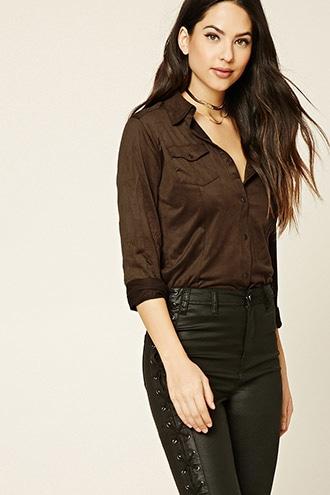Forever21 Faux Suede Pocket Shirt