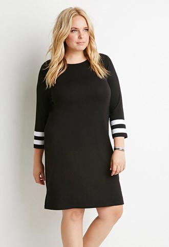 Forever21 Plus Striped-sleeve Shift Dress