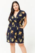 Forever21 Plus Size Polka Dot & Floral Print Surplice Dress