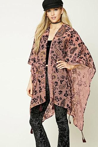 Forever21 Floral Velvet Applique Shawl
