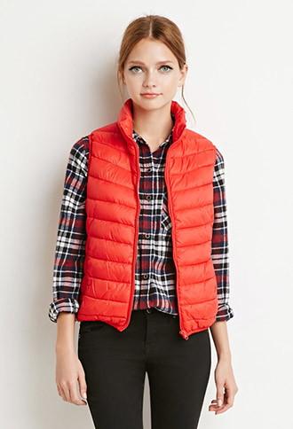 Forever21 Women's  Puffer Vest (coral)