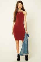 Forever21 Women's  Burgundy Square-neck Bodycon Dress