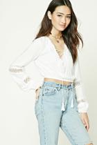 Forever21 Women's  Crochet Lace-up Front Top