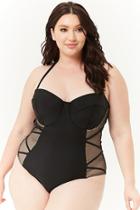 Forever21 Playful Promises Mesh Sides One-piece Swimsuit
