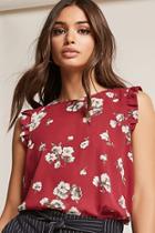 Forever21 Floral Ruffle Sleeve Top