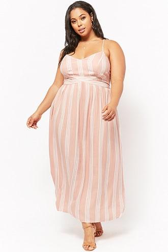 Forever21 Plus Size Striped Crisscross Maxi Dress