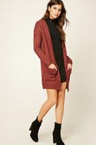Forever21 Women's  Rust Wool-blend Cardigan