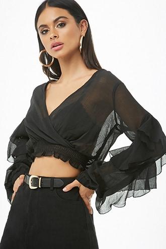 Forever21 Ruffle-trim Surplice Crop Top