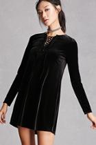 Forever21 Lace-up Velvet Swing Dress