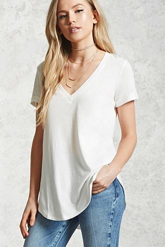 Forever21 Dolphin Hem V-neck Tee