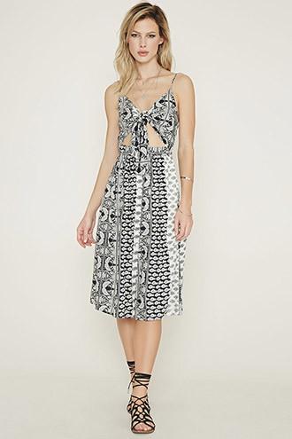 Forever21 Women's  Reverse Paisley Cami Midi Dress