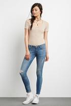 Forever21 Women's  Denim Distressed Low-rise Jeans