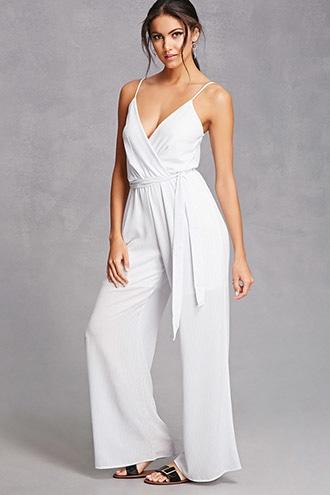 Forever21 Surplice Pinstripe Jumpsuit