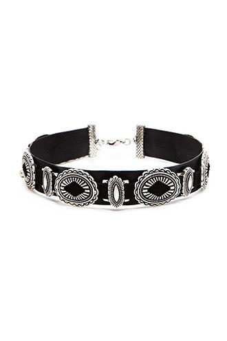 Forever21 Faux Leather Ornate Choker