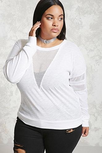 Forever21 Plus Size Mesh Insert Tee