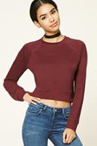 Forever21 Women's  Aubergine French Terry Knit Pullover