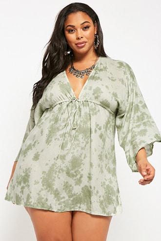 Forever21 Plus Size Boho Me Tie-dye Drawstring Tunic